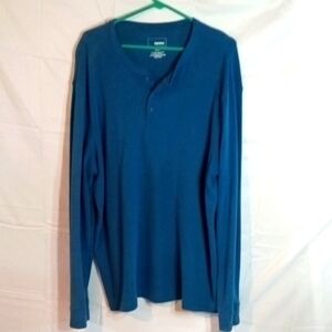 Sonoma Men's Blue Henley Long Sleeve Minimalist Shirt 2xl